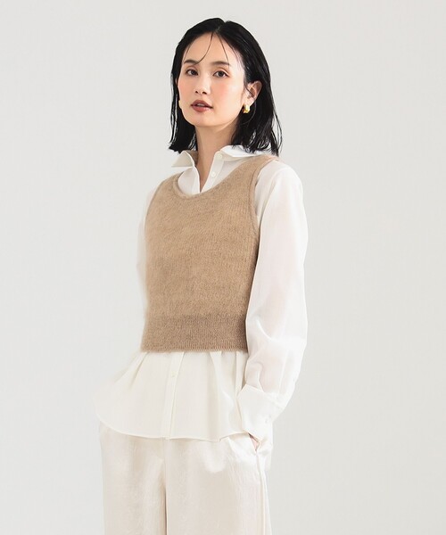Demi-Luxe BEAMS（デミルクス ビームス）の「モヘヤ ニット ベスト（ベスト・レディース・ベージュ/グレー・ONE SIZE）」の9枚目の写真