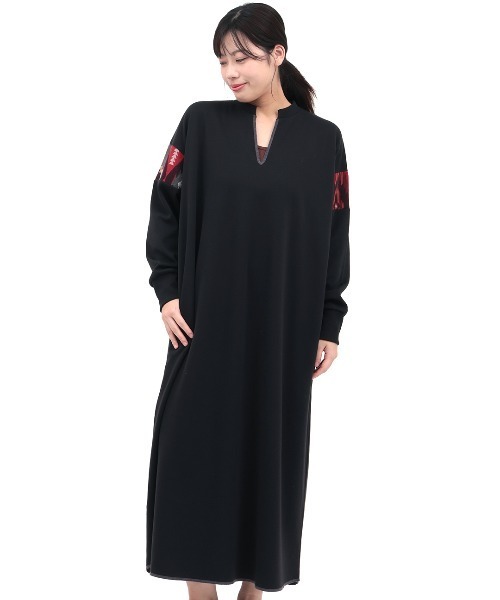 チチカカ(チチカカ)の「裏シャギースリットネックワンピース(ワンピース・レディース・ベージュ/グリーン/ブラック・FREE)」の7枚目の写真