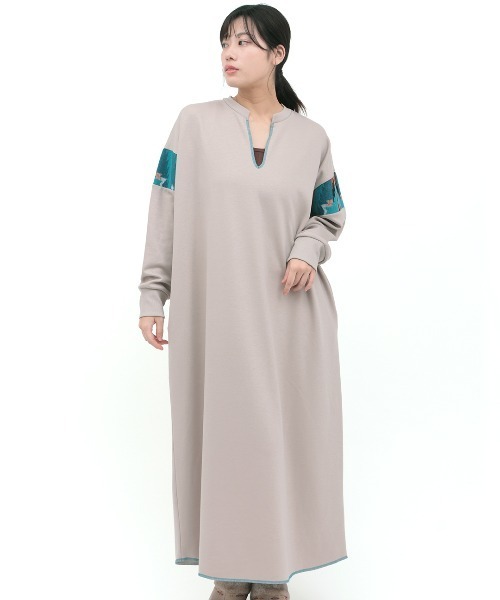 チチカカ(チチカカ)の「裏シャギースリットネックワンピース(ワンピース・レディース・ベージュ/グリーン/ブラック・FREE)」の8枚目の写真