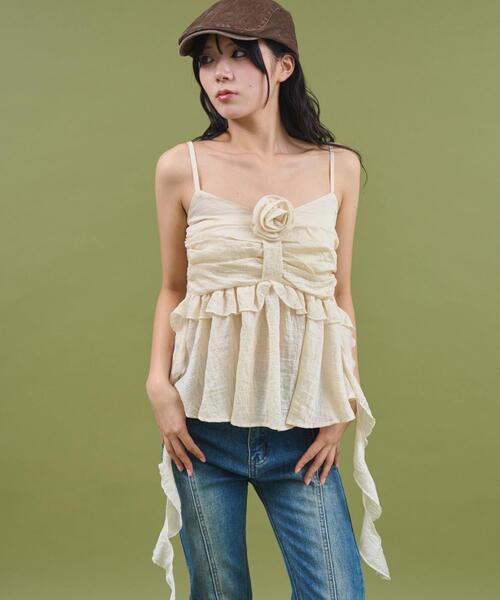 dispark（ディスパーク）の「DISPARK/フロントローズサイドテールキャミ（キャミソール・レディース・ブラック/ベージュ・FREE）」の17枚目の写真