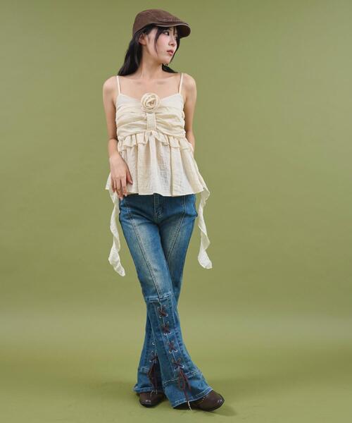 dispark（ディスパーク）の「DISPARK/フロントローズサイドテールキャミ（キャミソール・レディース・ブラック/ベージュ・FREE）」の19枚目の写真