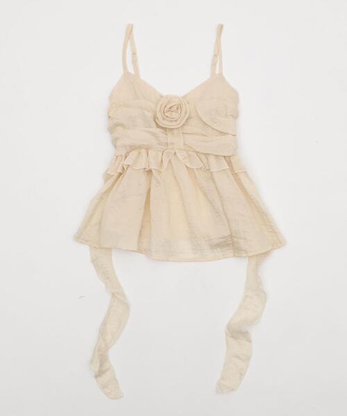 dispark（ディスパーク）の「DISPARK/フロントローズサイドテールキャミ（キャミソール・レディース・ブラック/ベージュ・FREE）」の20枚目の写真