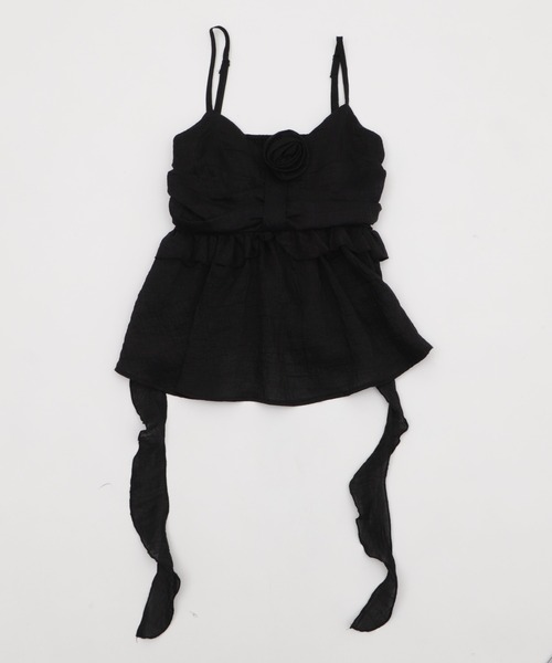 dispark（ディスパーク）の「DISPARK/フロントローズサイドテールキャミ（キャミソール・レディース・ブラック/ベージュ・FREE）」の8枚目の写真