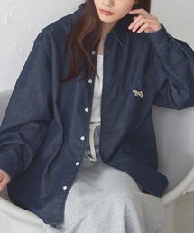 PENNEYS | PENNEYS/ペニーズ 別注 THE FOX ロゴ ワンポイントワッペン刺繍  ヴィンテージ加工 オーバーサイズ レギュラーカラー  デニムシャツ(シャツ/ブラウス)