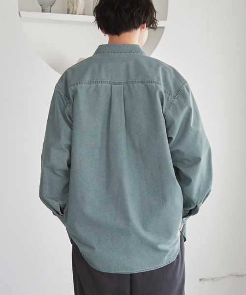 PENNEYS（ぺニーズ）の「PENNEYS/ペニーズ 別注 THE FOX ロゴ ワンポイントワッペン刺繍  ヴィンテージ加工 オーバーサイズ レギュラーカラー  デニムシャツ（シャツ/ブラウス・レディース・ネイビー/ブラック/ブルー・L/M）」の11枚目の写真