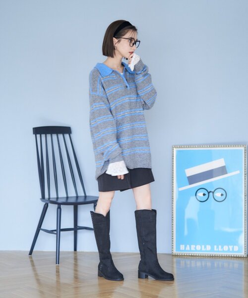 Remind me and forever（リマインドミーアンドフォーエバー）の「【2025AW】サイドステッチロングブーツ（ブーツ・レディース・ダークブラウン/ブラック・X-LARGE/LARGE/MEDIUM/SMALL）」の4枚目の写真