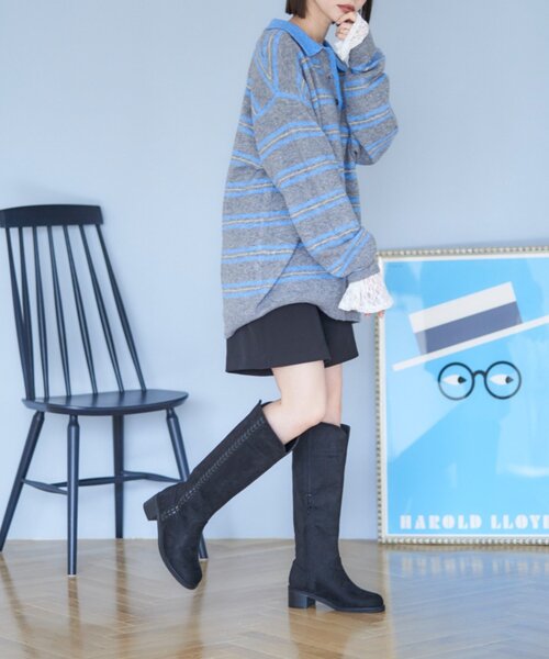 Remind me and forever（リマインドミーアンドフォーエバー）の「【2025AW】サイドステッチロングブーツ（ブーツ・レディース・ダークブラウン/ブラック・X-LARGE/LARGE/MEDIUM/SMALL）」の6枚目の写真