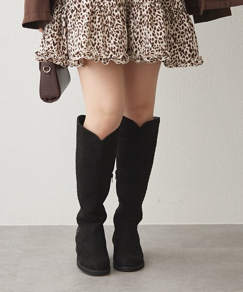 Remind me and forever（リマインドミーアンドフォーエバー）の「【2025AW】サイドステッチロングブーツ（ブーツ・レディース・ダークブラウン/ブラック・X-LARGE/LARGE/MEDIUM/SMALL）」の10枚目の写真