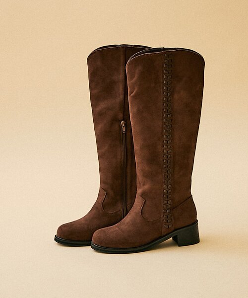 Remind me and forever（リマインドミーアンドフォーエバー）の「【2025AW】サイドステッチロングブーツ（ブーツ・レディース・ダークブラウン/ブラック・X-LARGE/LARGE/MEDIUM/SMALL）」の14枚目の写真