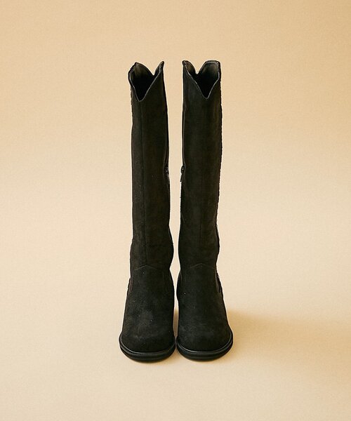 Remind me and forever（リマインドミーアンドフォーエバー）の「【2025AW】サイドステッチロングブーツ（ブーツ・レディース・ダークブラウン/ブラック・X-LARGE/LARGE/MEDIUM/SMALL）」の15枚目の写真