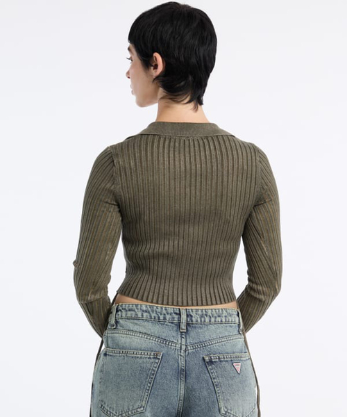 Guess（ゲス）の「GUESS/ゲス GO SHIRRED TIE CARDIGAN（ニット/セーター・レディース・チャコールグレー・SMALL）」の8枚目の写真