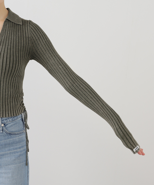 Guess（ゲス）の「GUESS/ゲス GO SHIRRED TIE CARDIGAN（ニット/セーター・レディース・チャコールグレー・SMALL）」の15枚目の写真