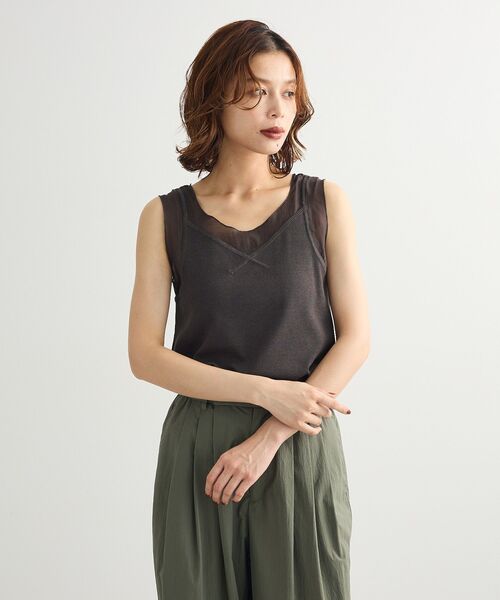 Sugar spoon（シュガースプーン）の「・SUGAR SPOON シアー切替タンクトップⅡ（タンクトップ・レディース・ブラック/オフホワイト/チャコールグレー/ライトグレー・FREE）」の5枚目の写真