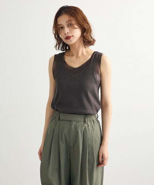 Sugar spoon（シュガースプーン）の「・SUGAR SPOON シアー切替タンクトップⅡ（タンクトップ・レディース・ブラック/オフホワイト/チャコールグレー/ライトグレー・FREE）」の6枚目の写真