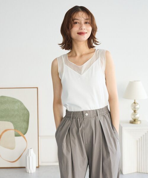 Sugar spoon（シュガースプーン）の「・SUGAR SPOON シアー切替タンクトップⅡ（タンクトップ・レディース・ブラック/オフホワイト/チャコールグレー/ライトグレー・FREE）」の13枚目の写真