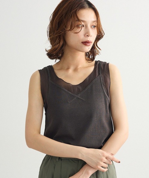 Sugar spoon（シュガースプーン）の「・SUGAR SPOON シアー切替タンクトップⅡ（タンクトップ・レディース・ブラック/オフホワイト/チャコールグレー/ライトグレー・FREE）」の3枚目の写真