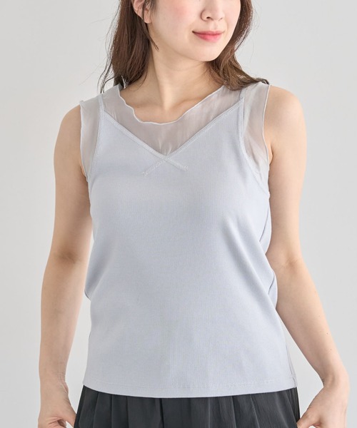 Sugar spoon（シュガースプーン）の「・SUGAR SPOON シアー切替タンクトップⅡ（タンクトップ・レディース・ブラック/オフホワイト/チャコールグレー/ライトグレー・FREE）」の4枚目の写真