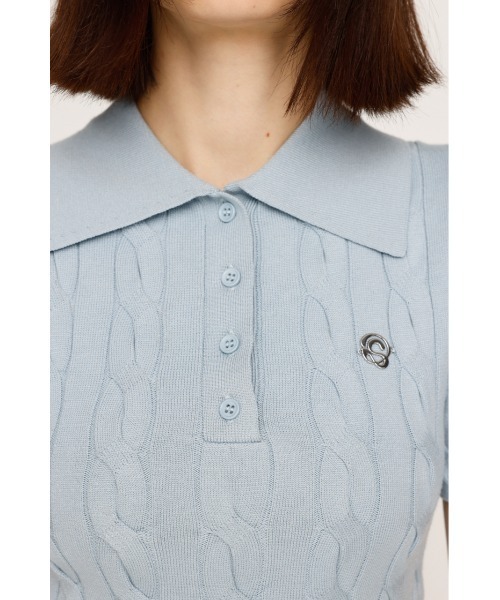 セール】CABLE POLO KNIT TOPS ケーブル ポロニット トップス 秋服