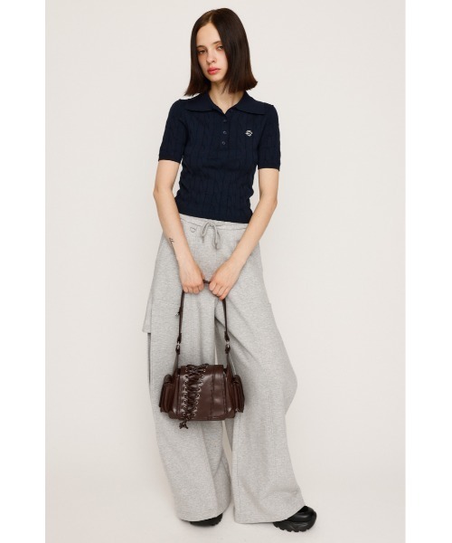 SLY（スライ）の「CABLE POLO KNIT TOPS ケーブル ポロニット トップス 秋服 半袖（ポロシャツ・レディース・ネイビー/アイボリー/ライトブルー/杢グレー・FREE）」の18枚目の写真