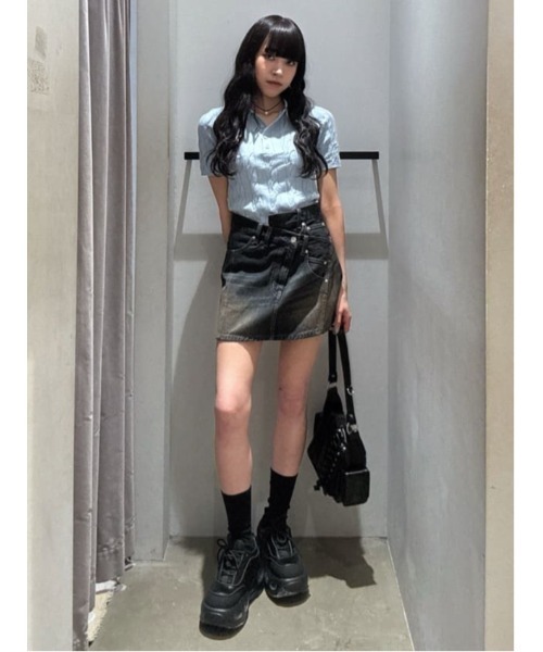 SLY（スライ）の「CABLE POLO KNIT TOPS ケーブル ポロニット トップス 秋服 半袖（ポロシャツ・レディース・ネイビー/アイボリー/ライトブルー/杢グレー・FREE）」の21枚目の写真