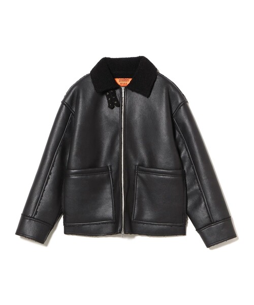 UNIVERSAL OVERALL（ユニバーサルオーバーオール）の「【別注】UNIVERSAL OVERALL / Synthetic leather Jacket（ブルゾン・メンズ・ブラック/ブラウン・MEDIUM/SMALL/LARGE/X-LARGE）」の3枚目の写真