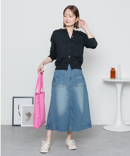 RCD(アールシーディー)の「9.5OZストレッチデニムベイカースカート(デニムスカート・レディース・ネイビー/ブルー・4L/3L/LL/L/M)」の22枚目の写真