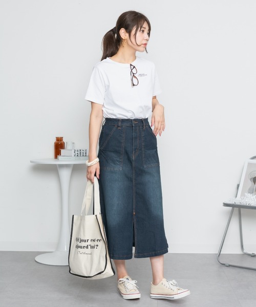 RCD(アールシーディー)の「9.5OZストレッチデニムベイカースカート(デニムスカート・レディース・ネイビー/ブルー・4L/3L/LL/L/M)」の15枚目の写真