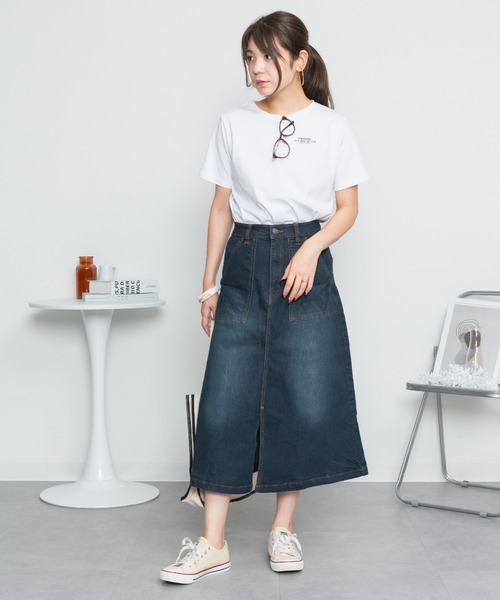 RCD(アールシーディー)の「9.5OZストレッチデニムベイカースカート(デニムスカート・レディース・ネイビー/ブルー・4L/3L/LL/L/M)」の16枚目の写真