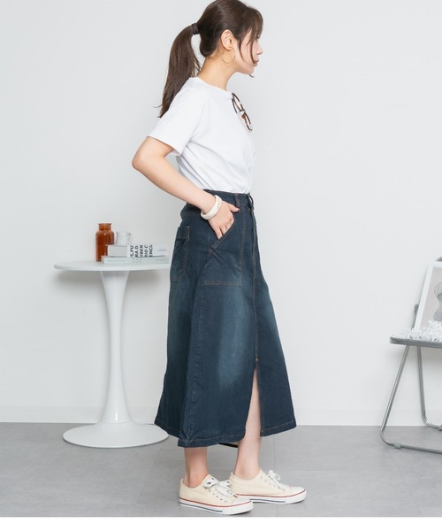 RCD(アールシーディー)の「9.5OZストレッチデニムベイカースカート(デニムスカート・レディース・ネイビー/ブルー・4L/3L/LL/L/M)」の17枚目の写真