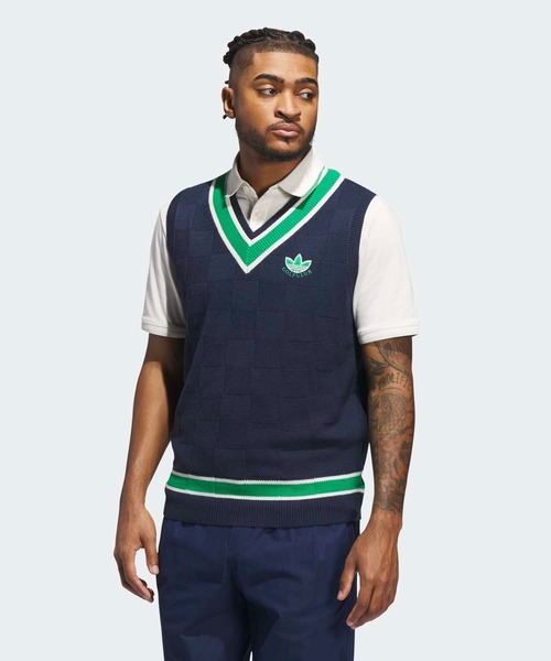 【新品】adidas アディダス　ゴルフ　ニット　セットアップ　チェック柄 アディダスゴルフ AG タータンチェック柄クルーネックニット