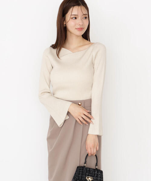 PROPORTION BODY DRESSING(プロポーションボディドレッシング)の「<ハンドウォッシャブル>ニュアンスネックラメリブニット / 1215270916(ニット/セーター・レディース・ベージュ/ダークグレー/ホワイト系その他・SMALL/MEDIUM)」の2枚目の写真