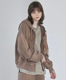 Spielio（シュピーリオ）の「【Spielio】Vintage-like detachable sweatshirt hoodie/ヴィンテージライクデタッチャブルスウェットパーカー(2WAY)（パーカー）」