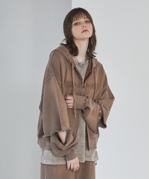 Spielio(シュピーリオ)の「【Spielio】Vintage-like detachable sweatshirt hoodie/ヴィンテージライクデタッチャブルスウェットパーカー(2WAY)(パーカー・メンズ・ブラック/ブラウン/グレー・S/M/L)」の16枚目の写真