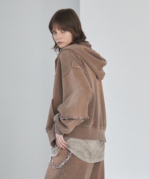 Spielio(シュピーリオ)の「【Spielio】Vintage-like detachable sweatshirt hoodie/ヴィンテージライクデタッチャブルスウェットパーカー(2WAY)(パーカー・メンズ・ブラック/ブラウン/グレー・S/M/L)」の17枚目の写真