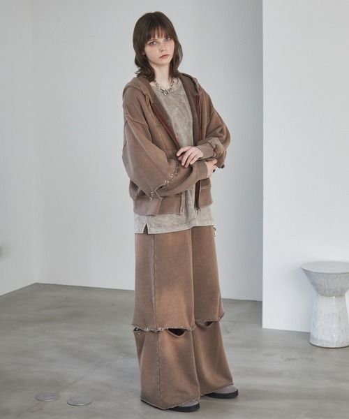 Spielio(シュピーリオ)の「【Spielio】Vintage-like detachable sweatshirt hoodie/ヴィンテージライクデタッチャブルスウェットパーカー(2WAY)(パーカー・メンズ・ブラック/ブラウン/グレー・S/M/L)」の18枚目の写真