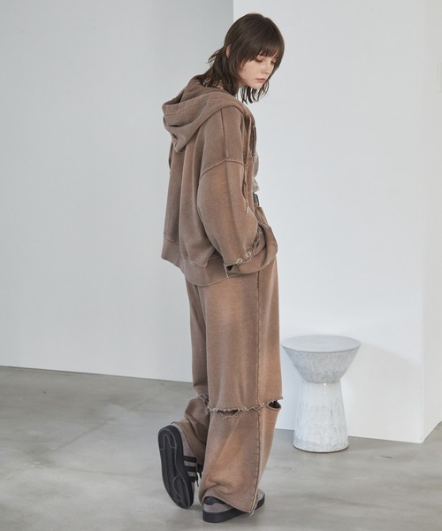 Spielio(シュピーリオ)の「【Spielio】Vintage-like detachable sweatshirt hoodie/ヴィンテージライクデタッチャブルスウェットパーカー(2WAY)(パーカー・メンズ・ブラック/ブラウン/グレー・S/M/L)」の20枚目の写真