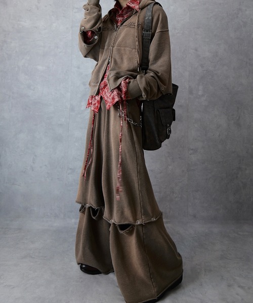 Spielio(シュピーリオ)の「【Spielio】Vintage-like detachable sweatshirt hoodie/ヴィンテージライクデタッチャブルスウェットパーカー(2WAY)(パーカー・メンズ・ブラック/ブラウン/グレー・S/M/L)」の13枚目の写真