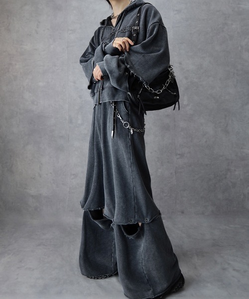 Spielio(シュピーリオ)の「【Spielio】Vintage-like detachable sweatshirt hoodie/ヴィンテージライクデタッチャブルスウェットパーカー(2WAY)(パーカー・メンズ・ブラック/ブラウン/グレー・S/M/L)」の5枚目の写真