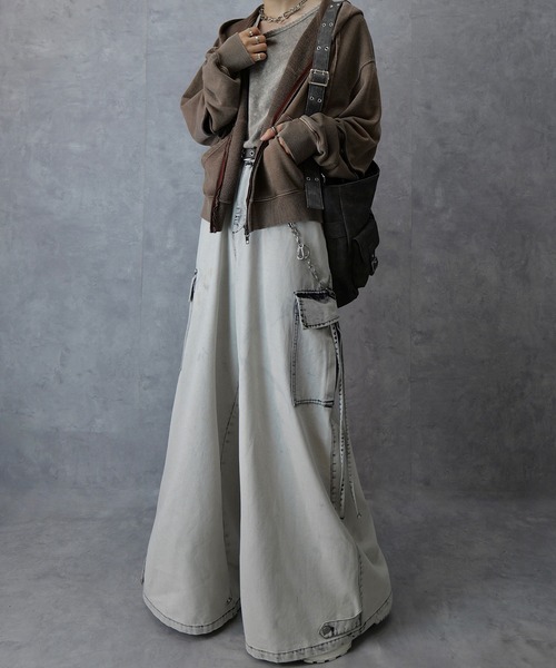 Spielio(シュピーリオ)の「【Spielio】Vintage-like detachable sweatshirt hoodie/ヴィンテージライクデタッチャブルスウェットパーカー(2WAY)(パーカー・メンズ・ブラック/ブラウン/グレー・S/M/L)」の9枚目の写真