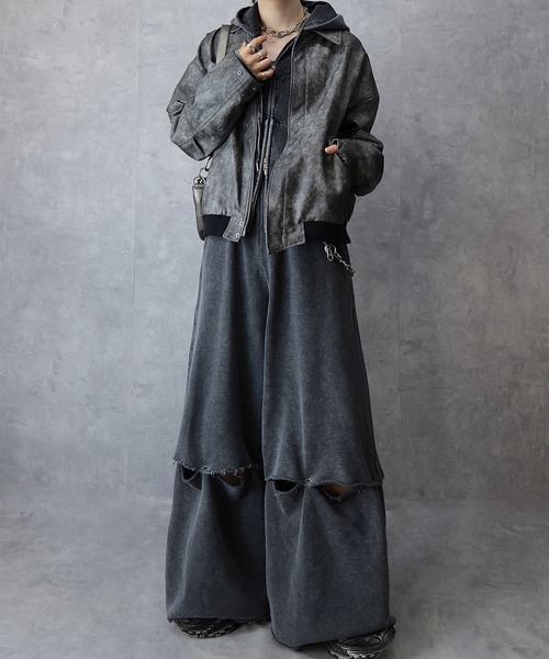 Spielio(シュピーリオ)の「【Spielio】Vintage-like detachable sweatshirt hoodie/ヴィンテージライクデタッチャブルスウェットパーカー(2WAY)(パーカー・メンズ・ブラック/ブラウン/グレー・S/M/L)」の7枚目の写真