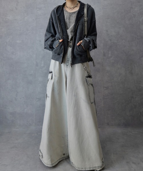 Spielio(シュピーリオ)の「【Spielio】Vintage-like detachable sweatshirt hoodie/ヴィンテージライクデタッチャブルスウェットパーカー(2WAY)(パーカー・メンズ・ブラック/ブラウン/グレー・S/M/L)」の8枚目の写真