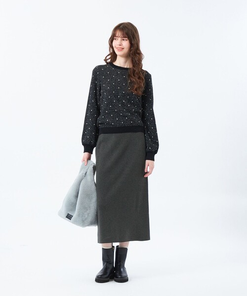 MACKINTOSH PHILOSOPHY（ﾏｯｷﾝﾄｯｼｭ ﾌｨﾛｿﾌｨｰ）の「【WEB&一部店舗限定】ニットスカート（スカート・レディース・チャコールグレー/グレー系その他/ブラック・38）」の5枚目の写真