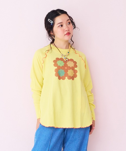 MARKEY'S（マーキーズ）の「ワッフルメローカットソー/おとな（Tシャツ/カットソー・レディース・オフホワイト/イエロー/杢グレー・160cm）」の21枚目の写真