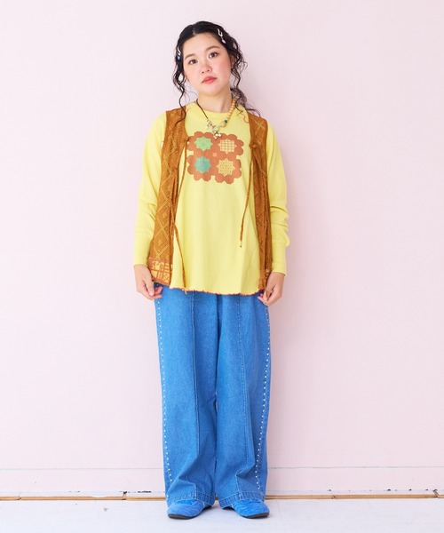 MARKEY'S（マーキーズ）の「ワッフルメローカットソー/おとな（Tシャツ/カットソー・レディース・オフホワイト/イエロー/杢グレー・160cm）」の5枚目の写真