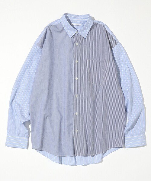 Firsthand(ファーストハンド)の「Firsthand/ファーストハンド リラックスフィット ランダム切り替え レギュラーシャツ / 長袖(シャツ/ブラウス・メンズ・ネイビー/ブルー・L/M)」の6枚目の写真