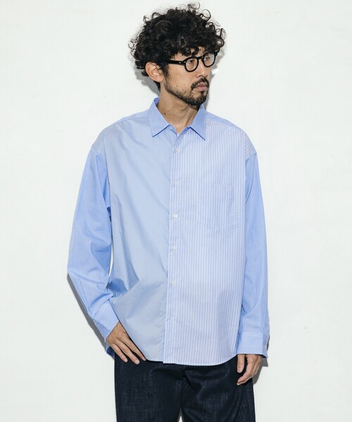 Firsthand(ファーストハンド)の「Firsthand/ファーストハンド リラックスフィット ランダム切り替え レギュラーシャツ / 長袖(シャツ/ブラウス・メンズ・ネイビー/ブルー・L/M)」の14枚目の写真
