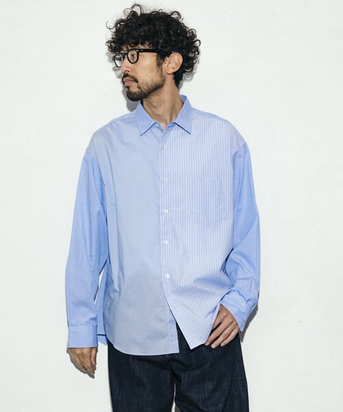 Firsthand(ファーストハンド)の「Firsthand/ファーストハンド リラックスフィット ランダム切り替え レギュラーシャツ / 長袖(シャツ/ブラウス・メンズ・ネイビー/ブルー・L/M)」の15枚目の写真
