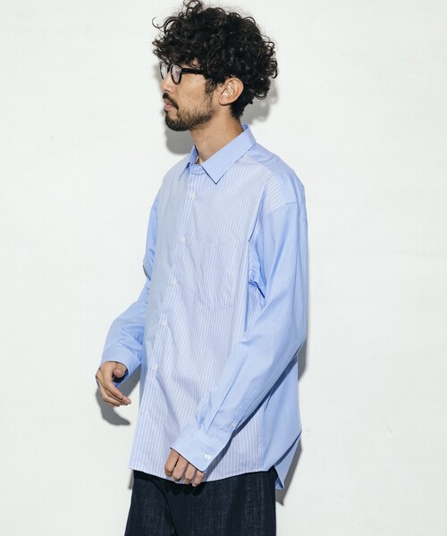 Firsthand(ファーストハンド)の「Firsthand/ファーストハンド リラックスフィット ランダム切り替え レギュラーシャツ / 長袖(シャツ/ブラウス・メンズ・ネイビー/ブルー・L/M)」の16枚目の写真