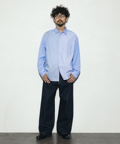 Firsthand(ファーストハンド)の「Firsthand/ファーストハンド リラックスフィット ランダム切り替え レギュラーシャツ / 長袖(シャツ/ブラウス・メンズ・ネイビー/ブルー・L/M)」の20枚目の写真