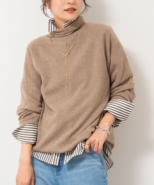 Rie Miller（リエミラー）の「PUREカシミヤタートルネックニット（ニット/セーター・レディース・ベビーピンク/サックスブルー/チャコールグレー/イエロー/ブラウン/グリーン・38）」の3枚目の写真